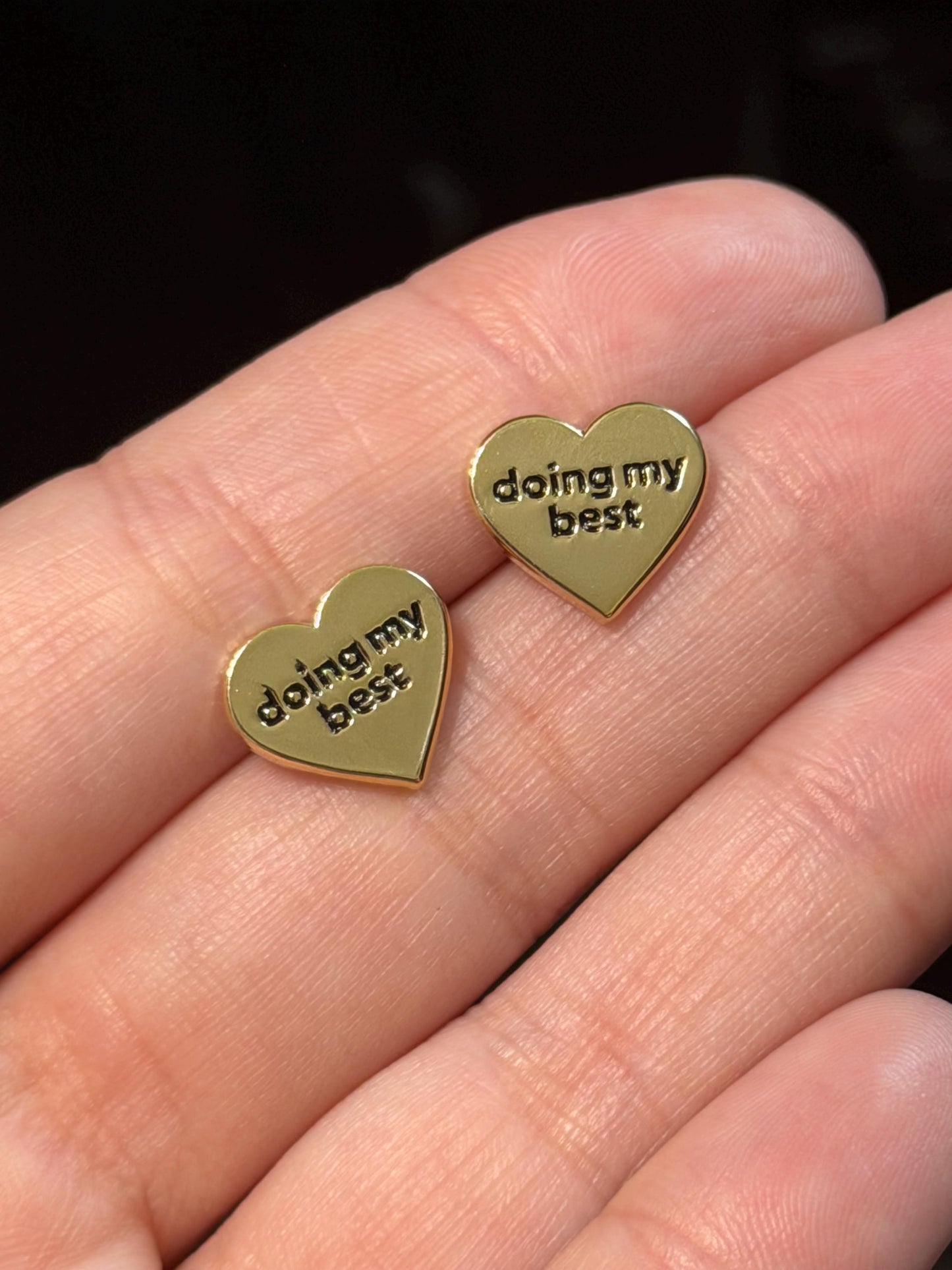 Golden Enamel Doing My Best Heart Stud Earring