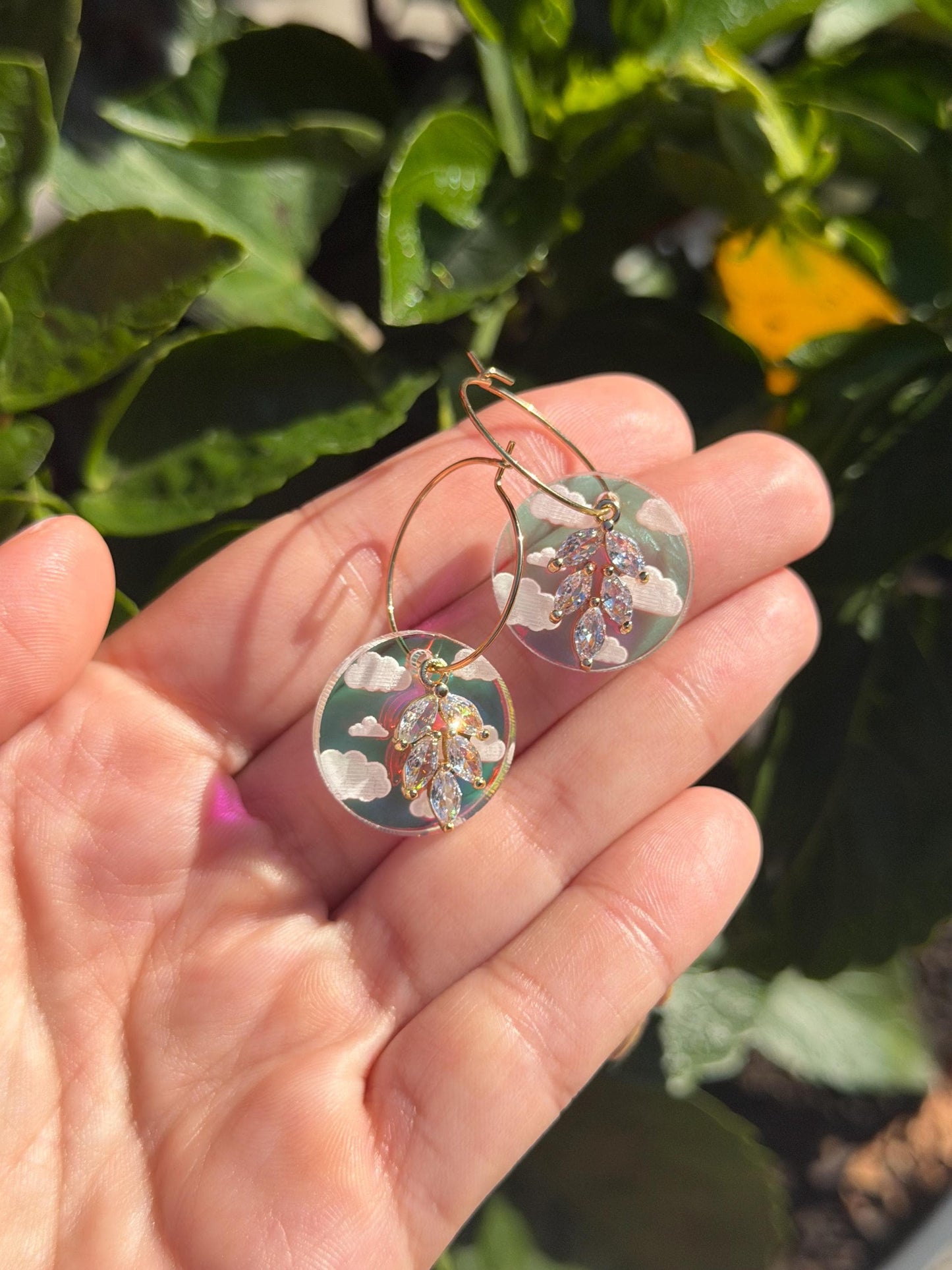 Iridescent Cloudy Charmed Circle Hoop Earrings