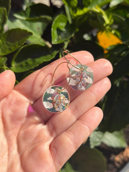 Iridescent Cloudy Charmed Circle Hoop Earrings