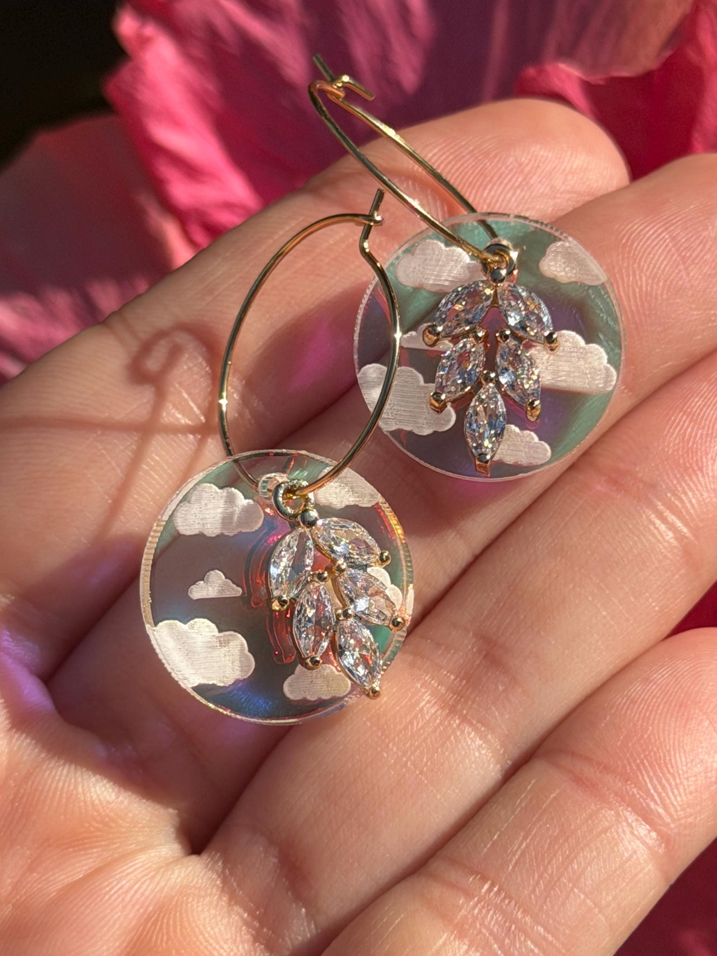 Iridescent Cloudy Charmed Circle Hoop Earrings