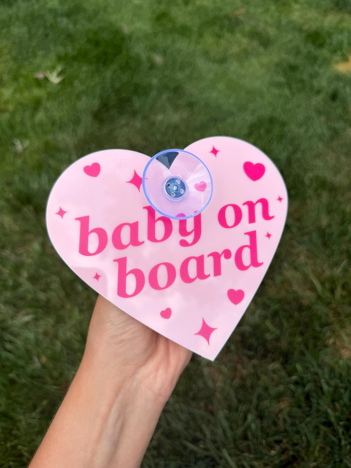 Individual Acrylic Car Sign: Baby On Board – Heart Shape