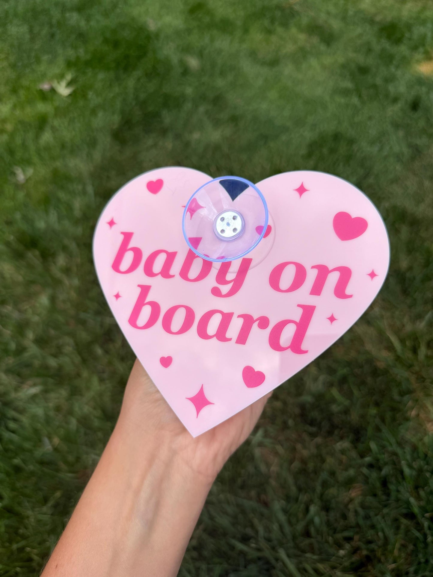 Individual Acrylic Car Sign: Baby On Board – Heart Shape