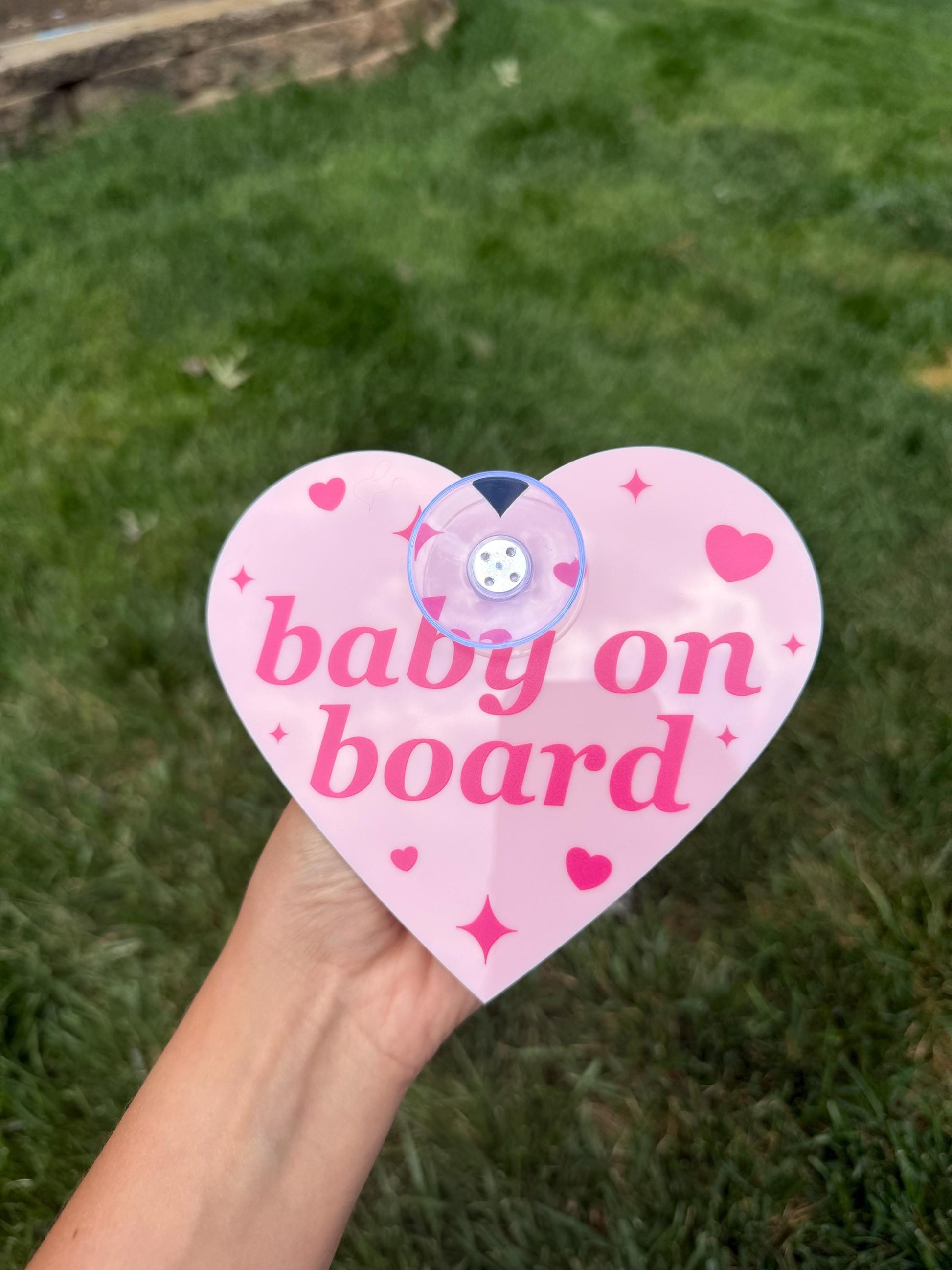 Individual Acrylic Car Sign: Baby On Board – Heart Shape