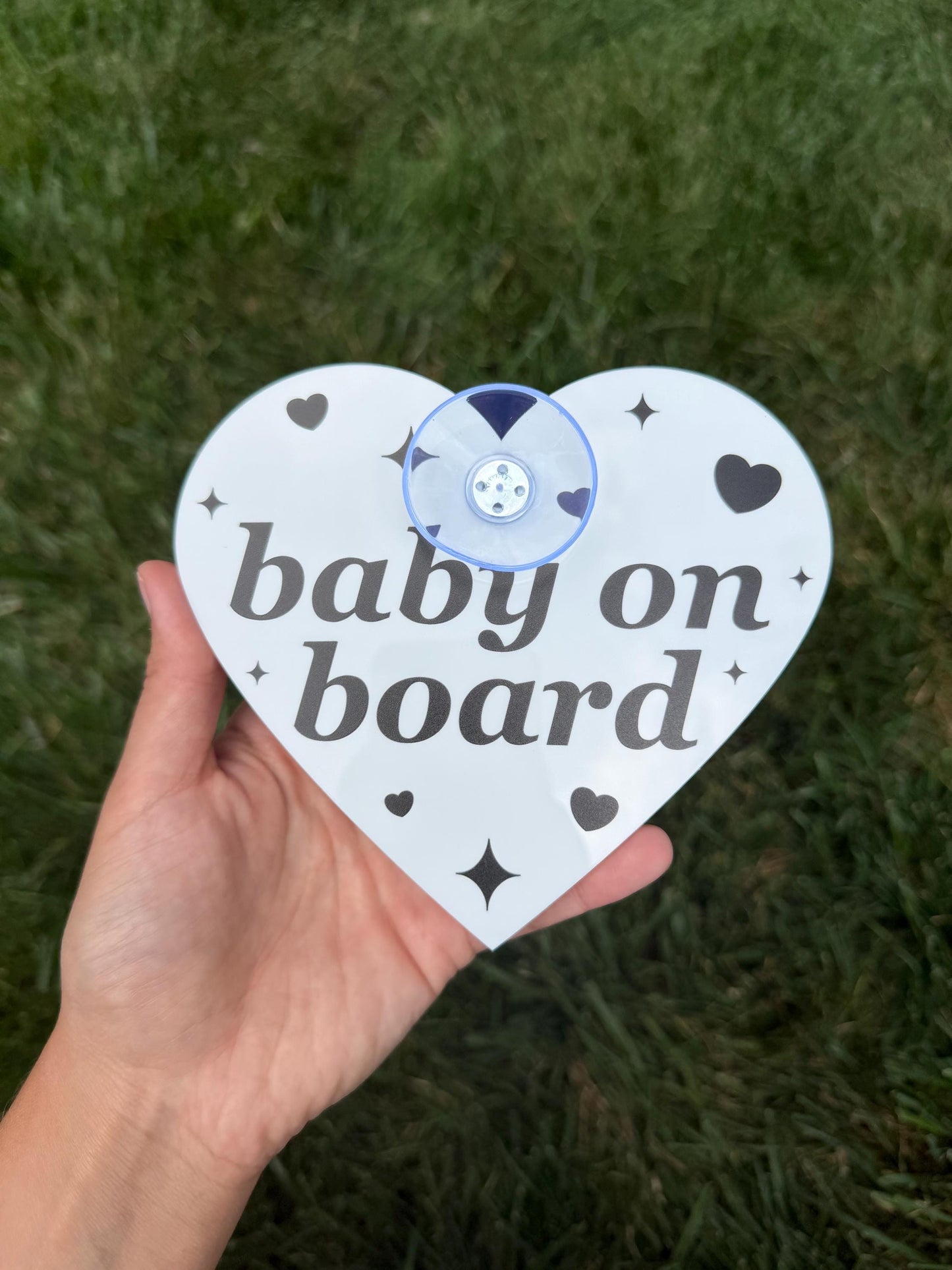 Individual Acrylic Car Sign: Baby On Board – Heart Shape