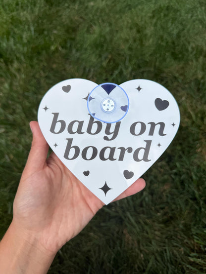 Individual Acrylic Car Sign: Baby On Board – Heart Shape