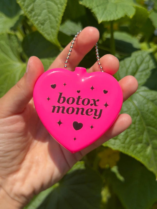 Vintage Heart Coin Purse - Botox Money Hot Pink