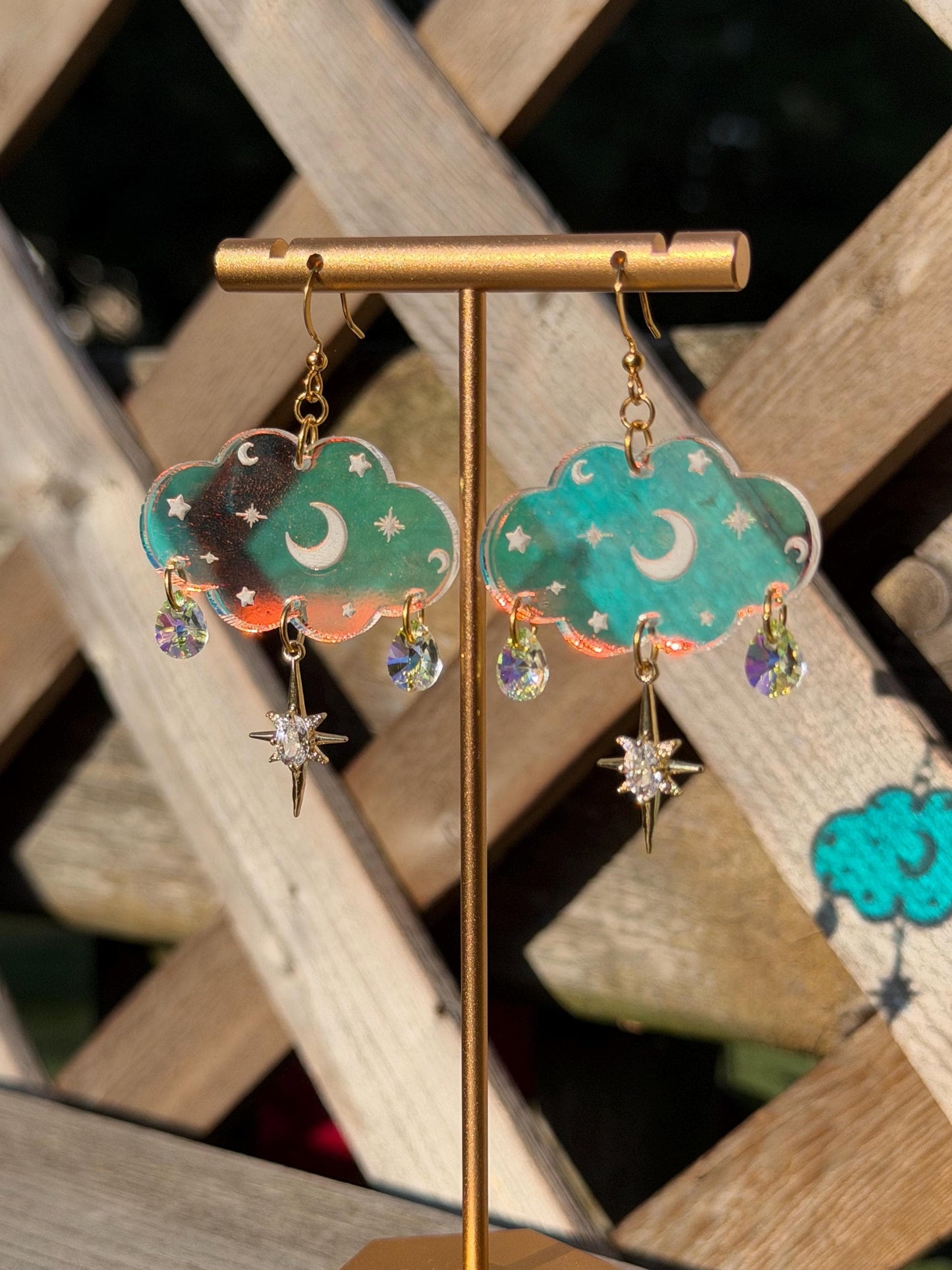 Cloudy Day Acrylic Earrings - Celestial Iridescent (MINI SIZE)