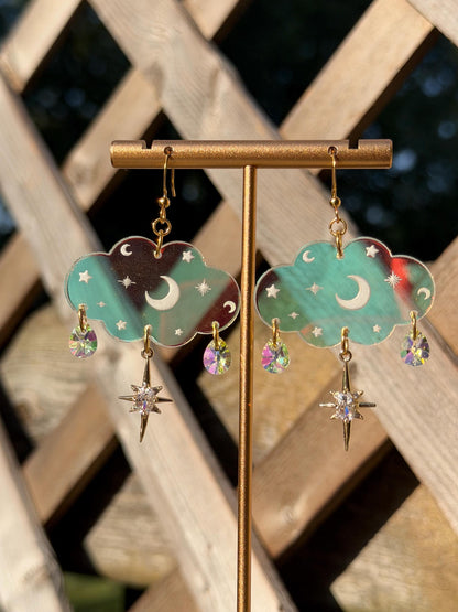 Cloudy Day Acrylic Earrings - Celestial Iridescent (MINI SIZE)