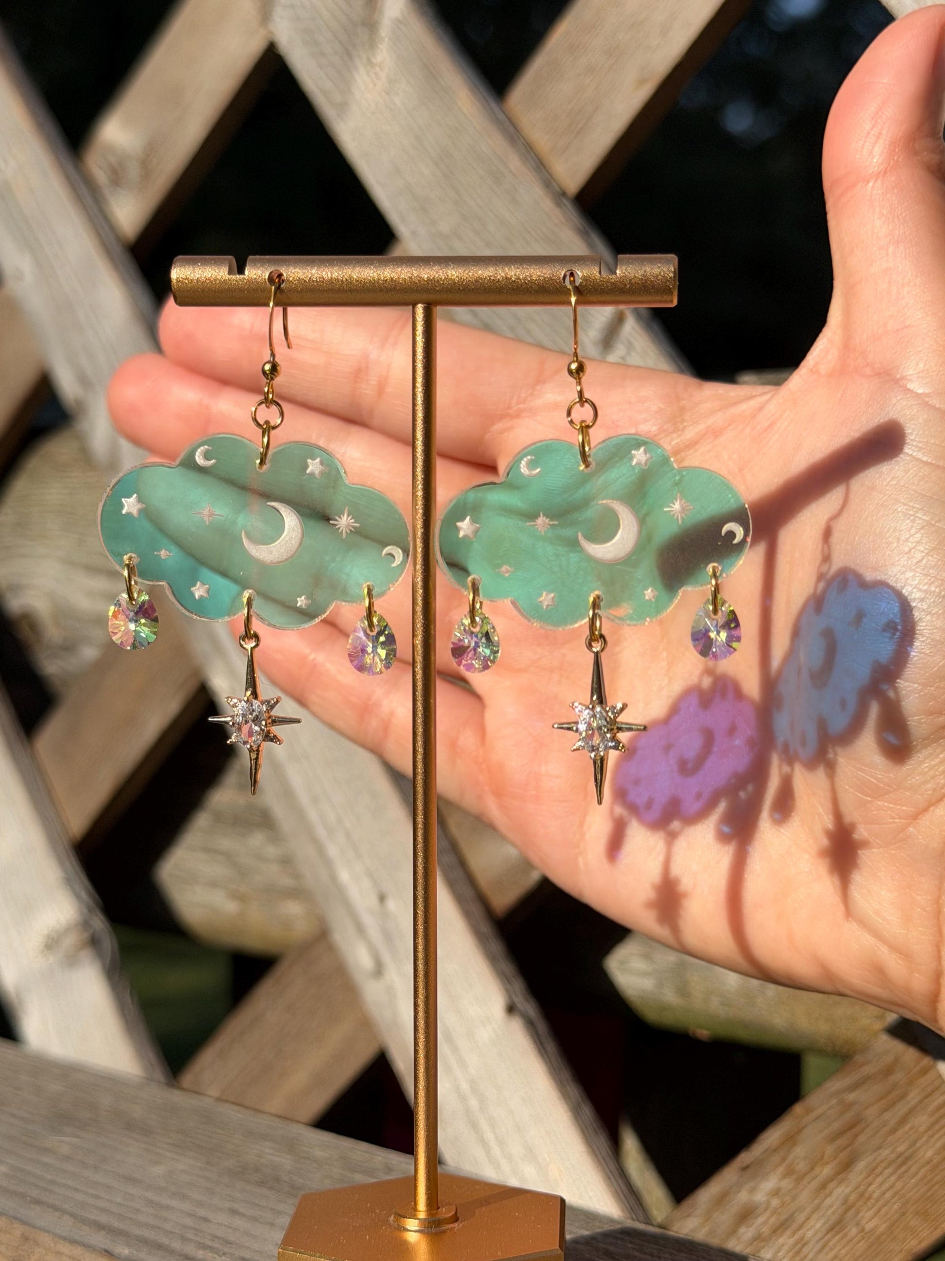 Cloudy Day Acrylic Earrings - Celestial Iridescent (MINI SIZE)