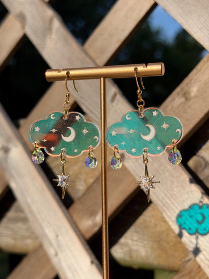 Cloudy Day Acrylic Earrings - Celestial Iridescent (MINI SIZE)