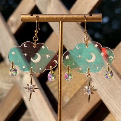 Cloudy Day Acrylic Earrings - Celestial Iridescent (MINI SIZE)