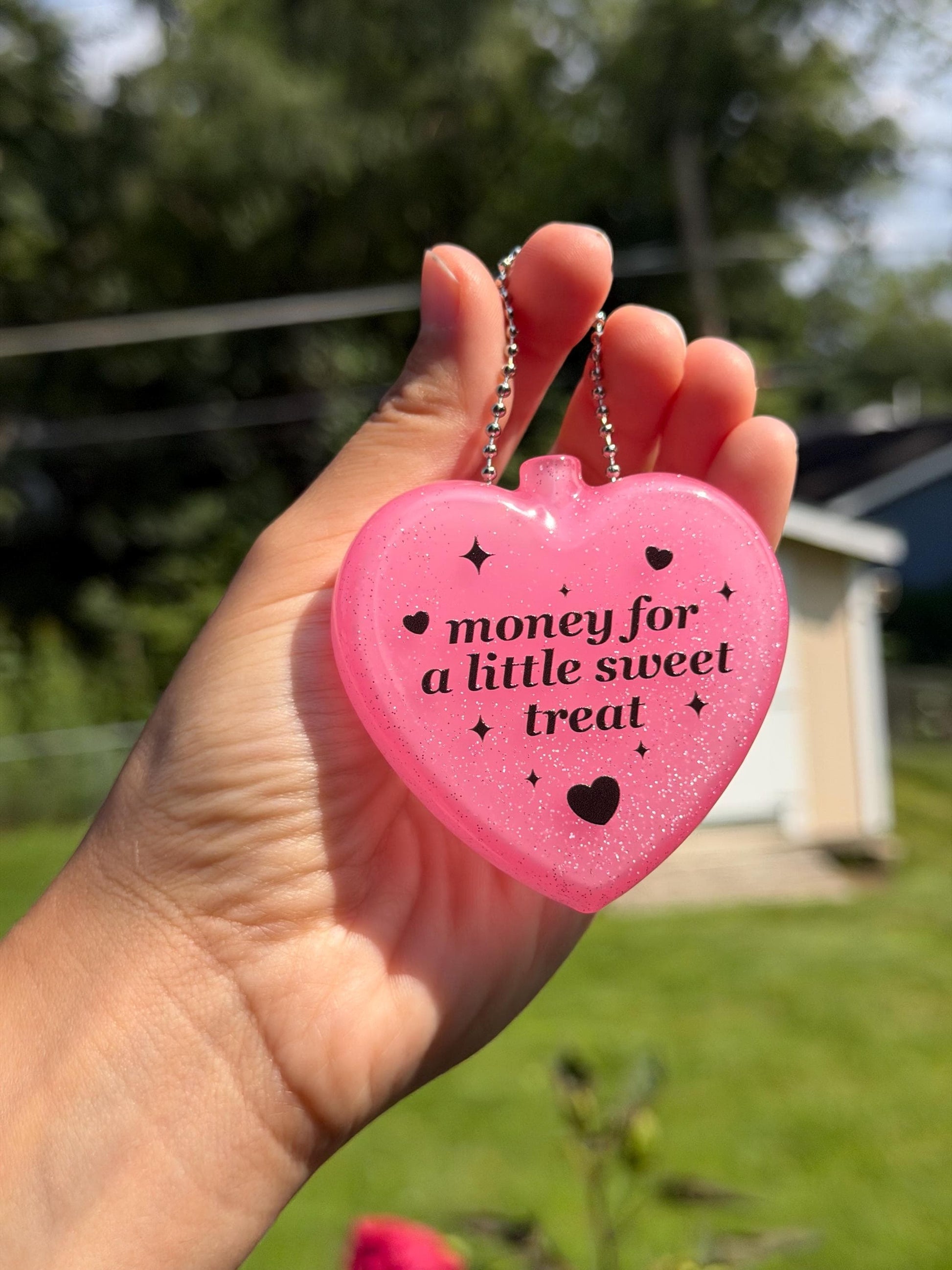 Vintage Heart Coin Purse Sparkly Pink - Money For A Sweet Little Treat