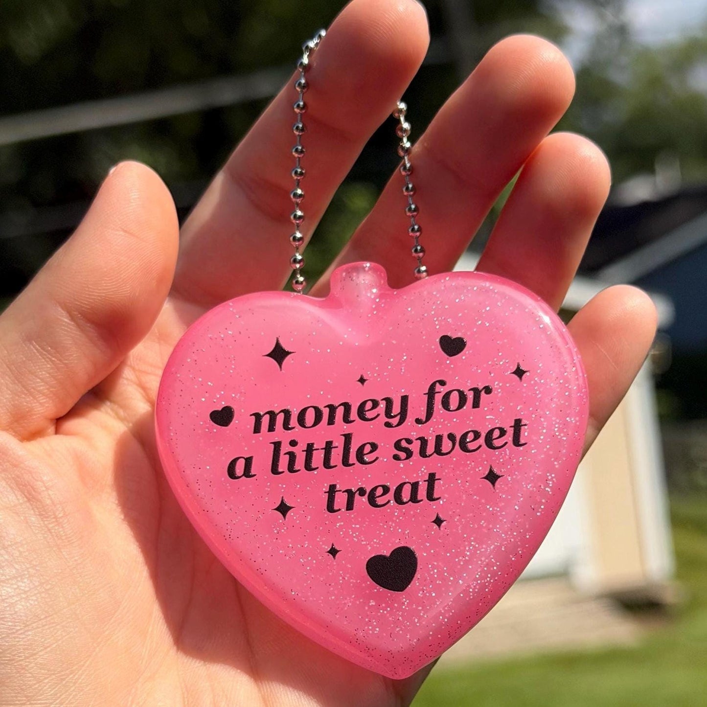 Vintage Heart Coin Purse Sparkly Pink - Money For A Sweet Little Treat