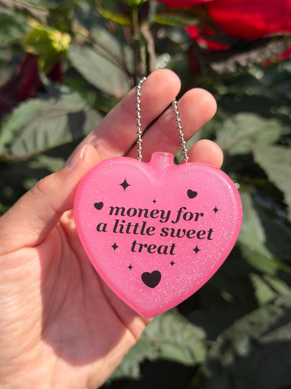 Vintage Heart Coin Purse Sparkly Pink - Money For A Sweet Little Treat