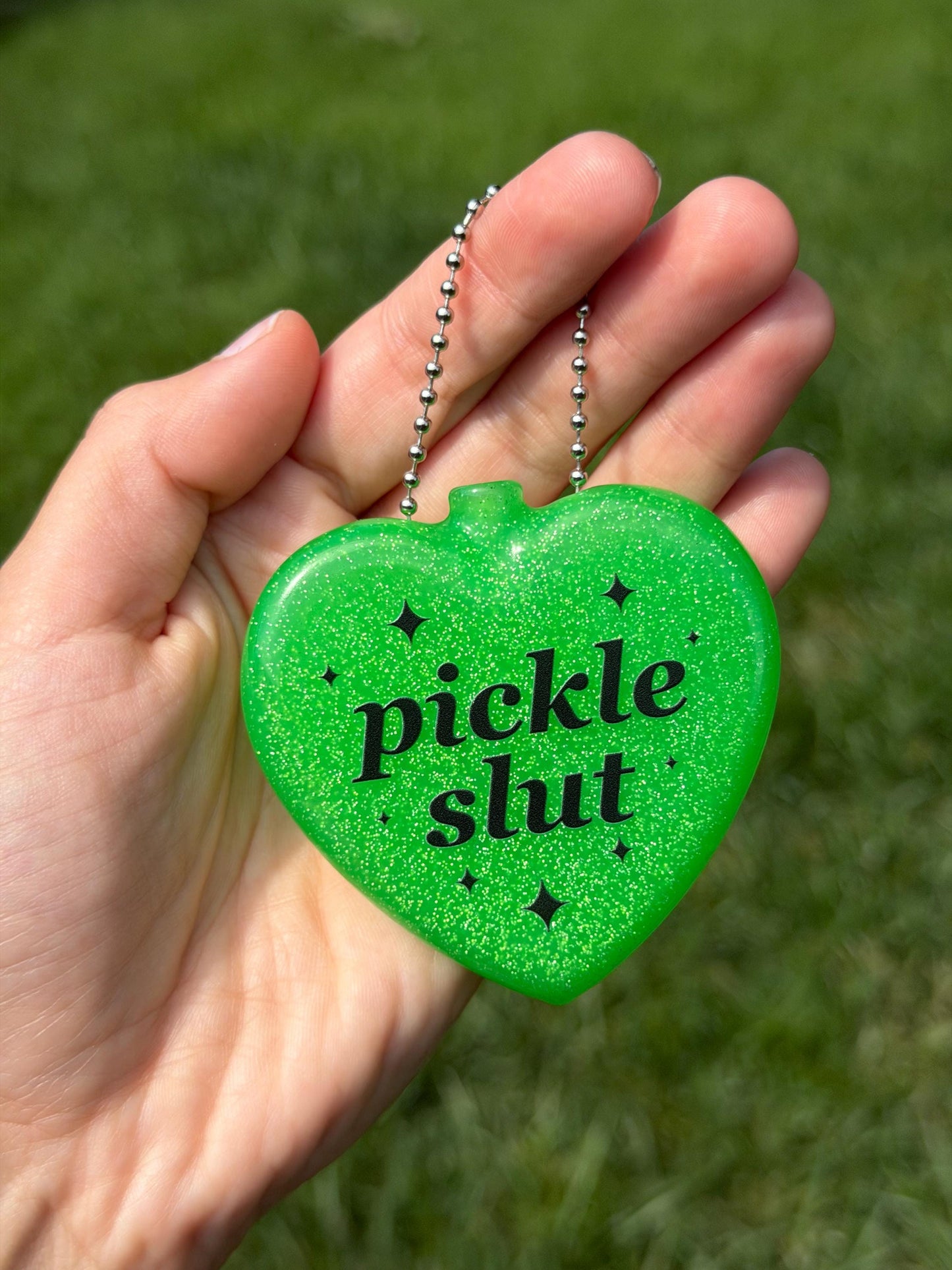 Vintage Heart Coin Purse Glittery Green - Pickle Slut
