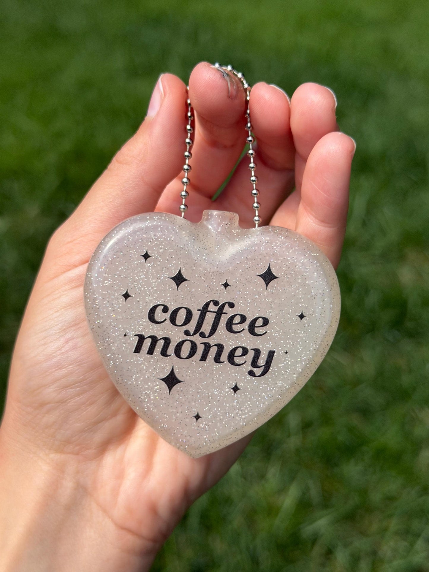 Vintage Heart Coin Glittery Purse - Coffee Money