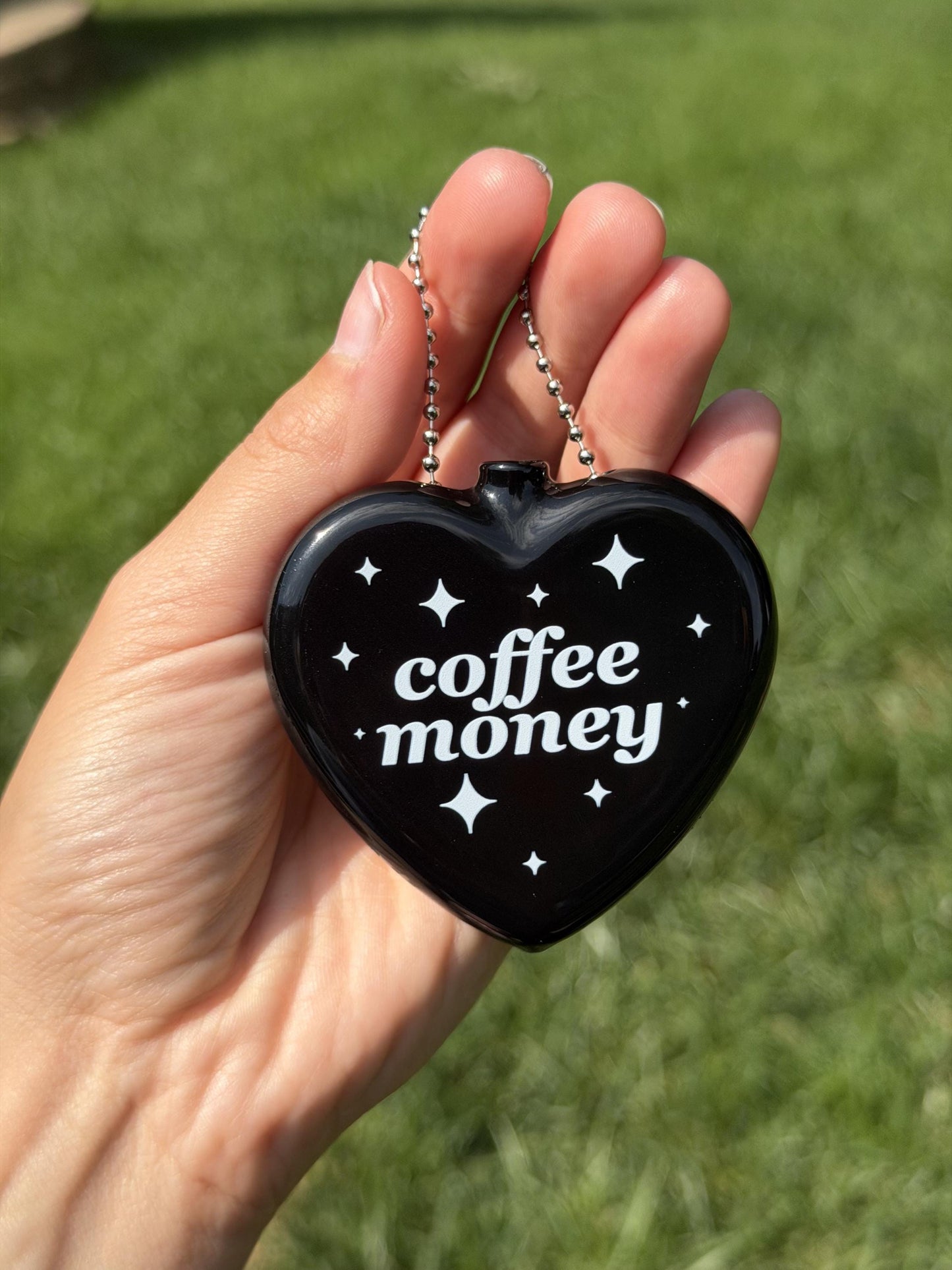 Vintage Heart Coin Glittery Purse - Coffee Money