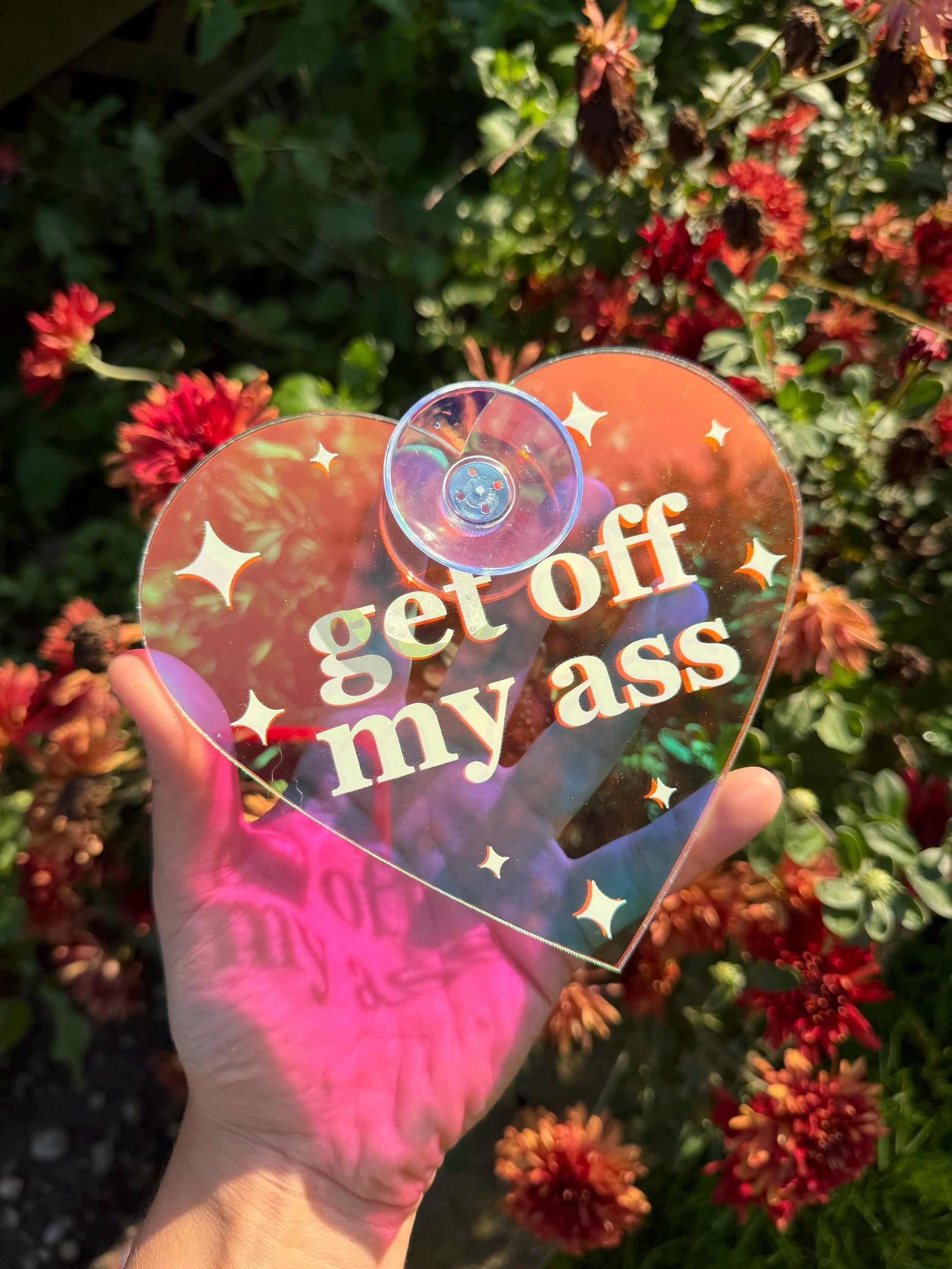 Acrylic Car Sign: Get Off My Ass – Heart Shape