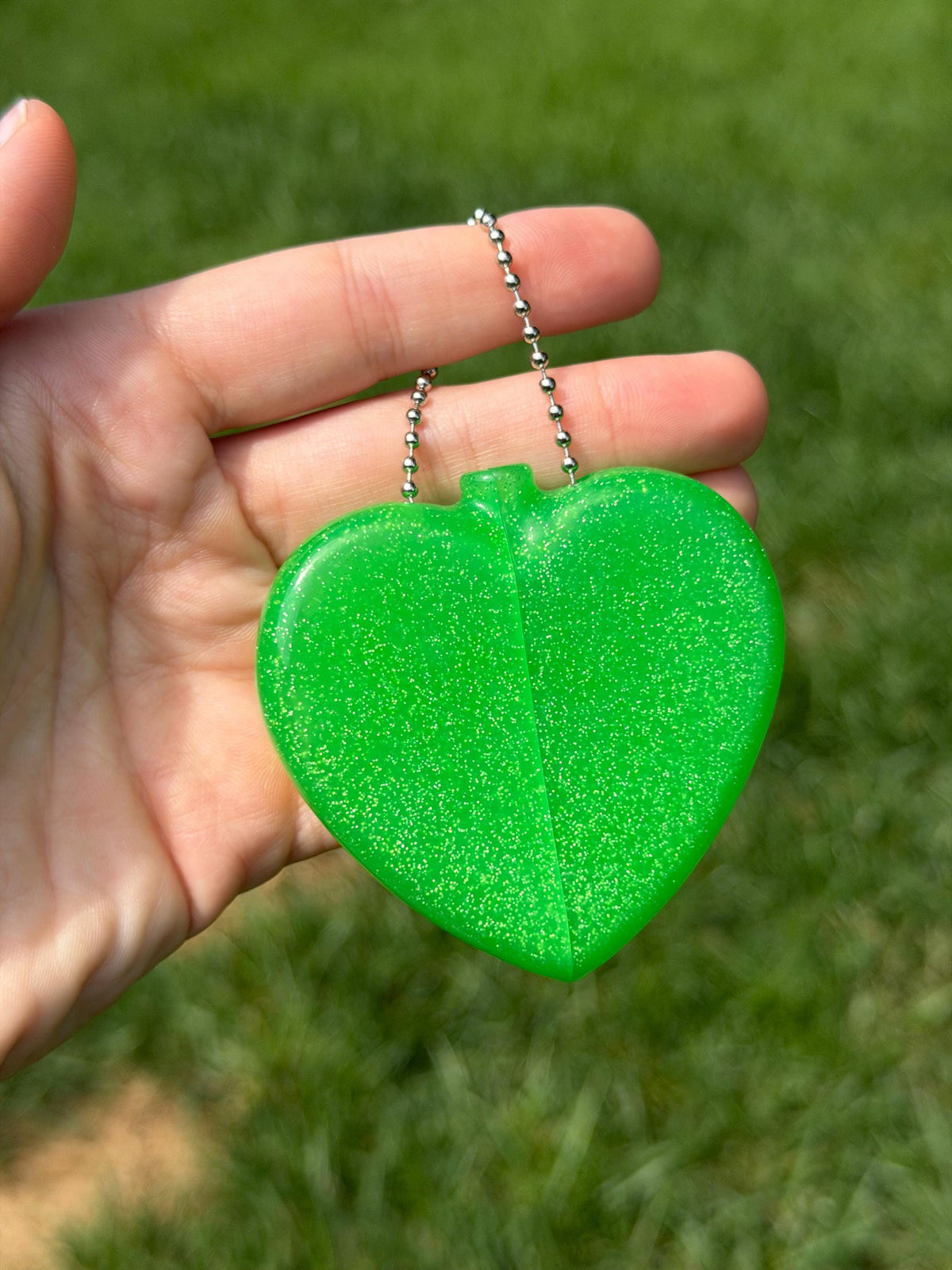 Vintage Heart Coin Purse Glittery Green - Pickle Slut