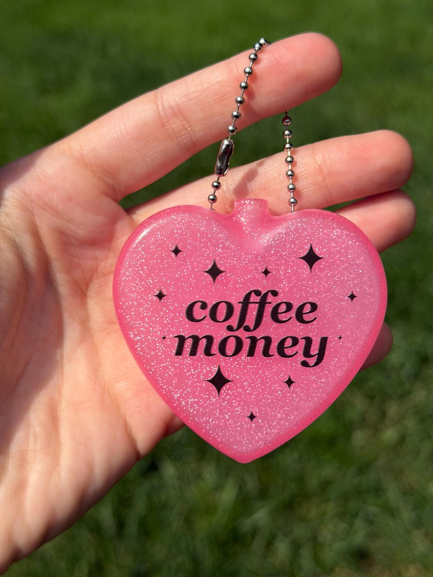 Vintage Heart Coin Glittery Purse - Coffee Money