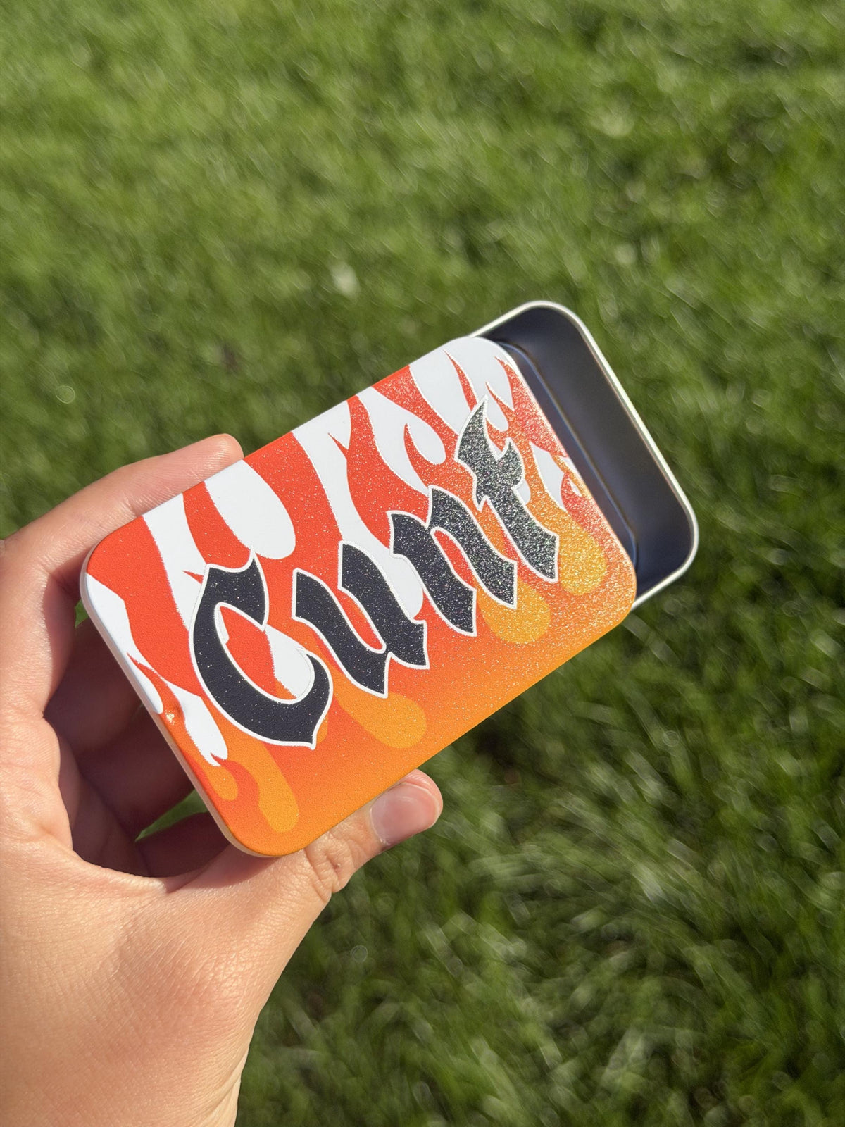 C*nt Flame Slidable Trinket Storage Tin
