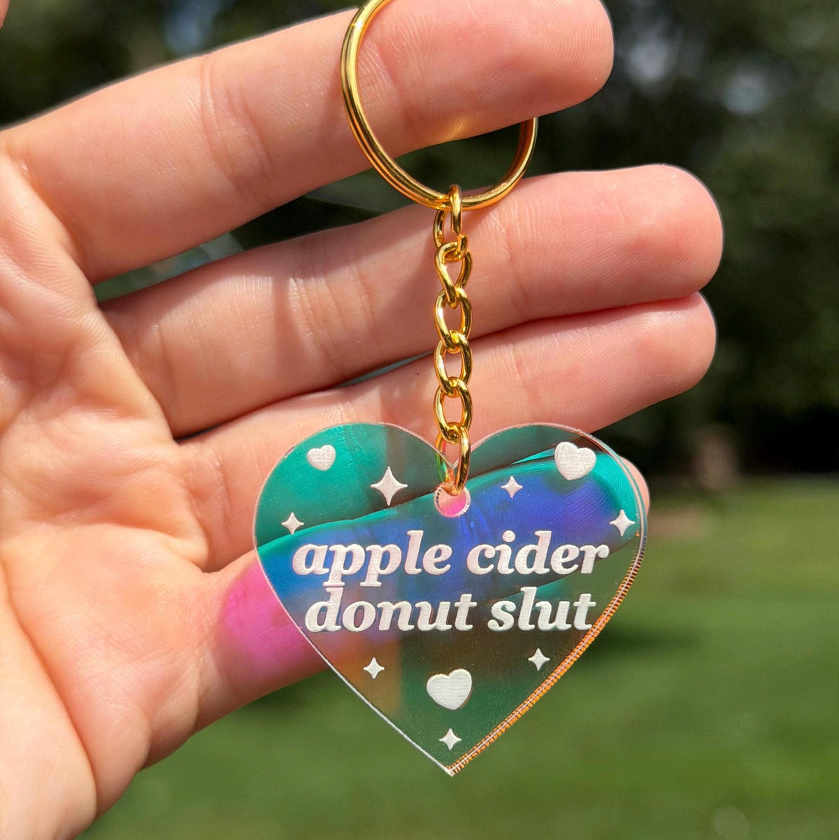 Apple Cider Donut Slut Iridescent Acrylic Keychain