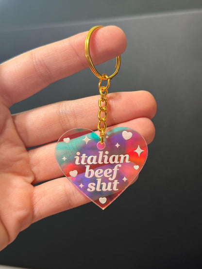 Italian Beef Slut Iridescent Acrylic Keychain