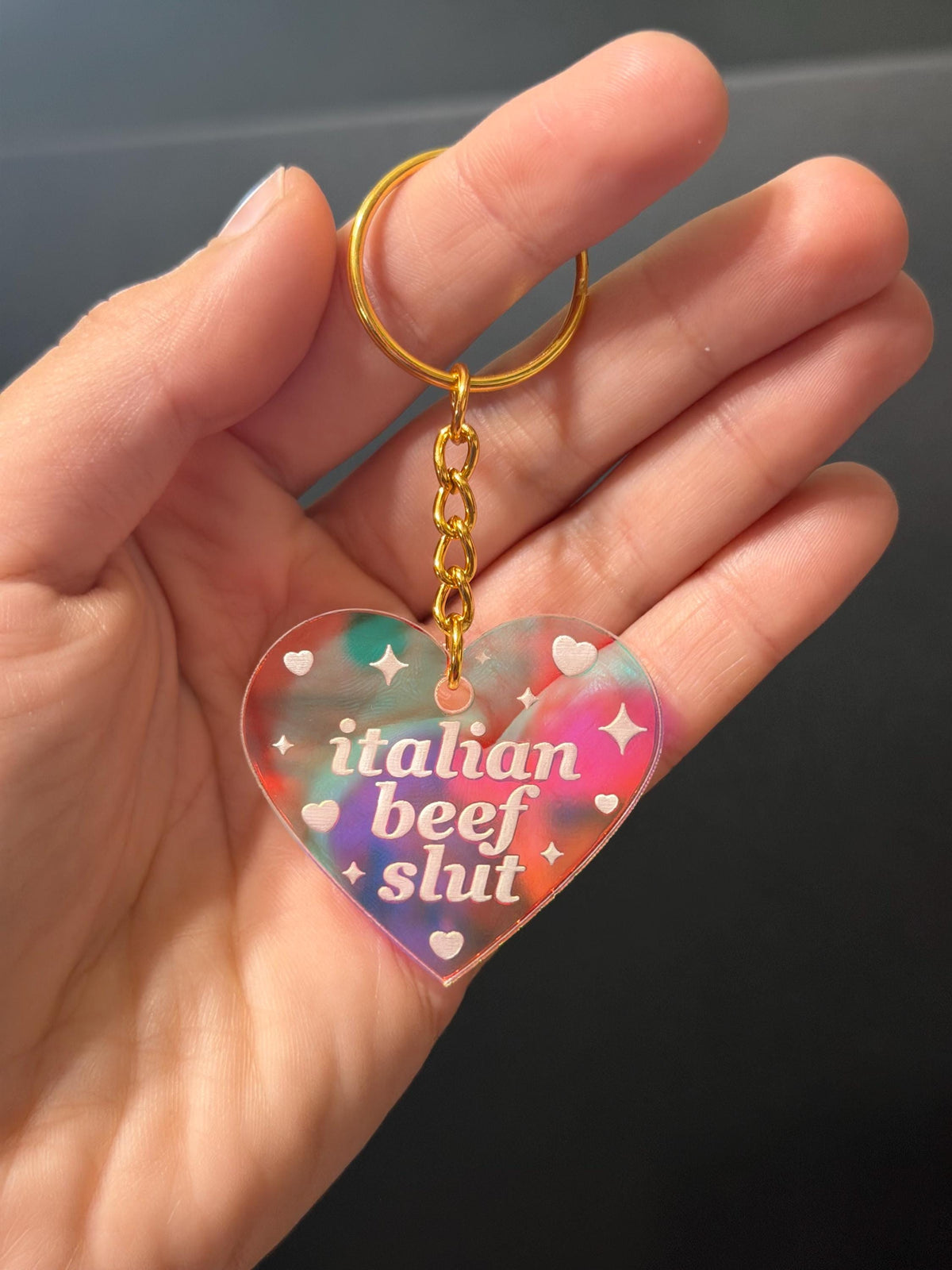 Italian Beef Slut Iridescent Acrylic Keychain