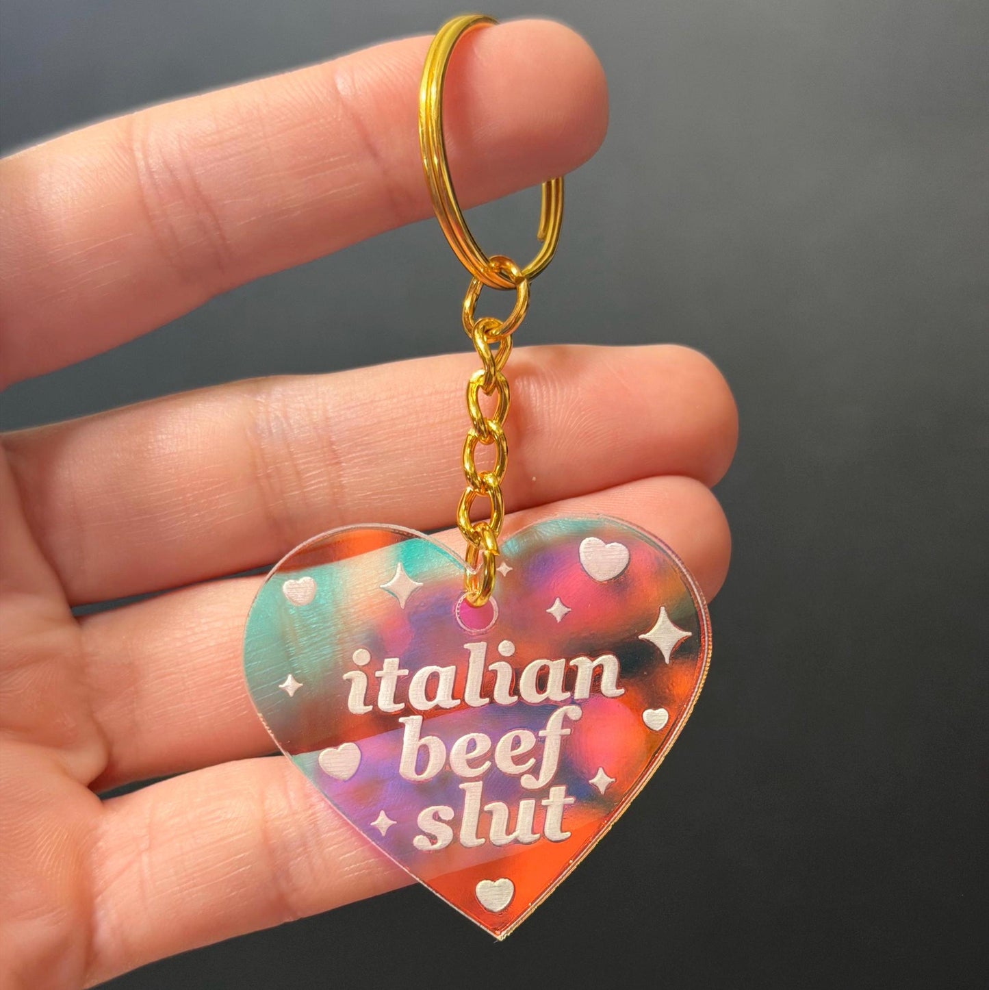 Italian Beef Slut Iridescent Acrylic Keychain