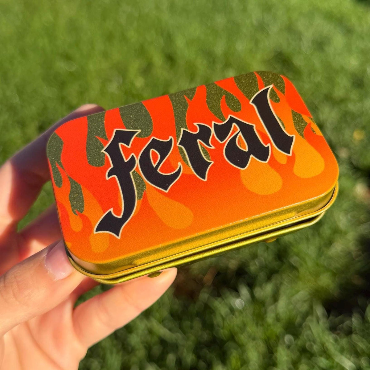 Feral Flame Gold Flip Top Trinket Storage Tin