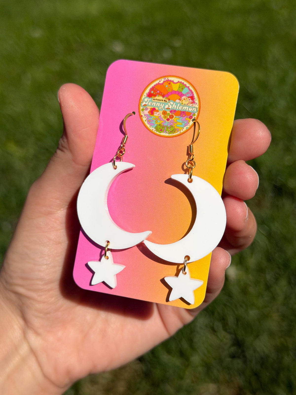 Stacked Dangly Moon Acrylic Earrings