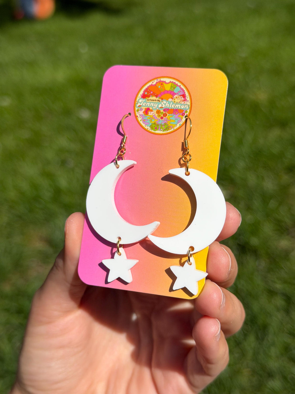 Stacked Dangly Moon Acrylic Earrings