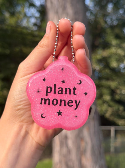 Rubber Sparkle Floral Coin Purse - Plant Money