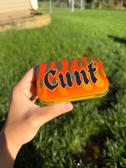 C*nt Flame Gold Flip Top Trinket Storage Tin