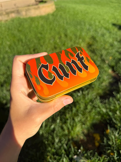 C*nt Flame Gold Flip Top Trinket Storage Tin