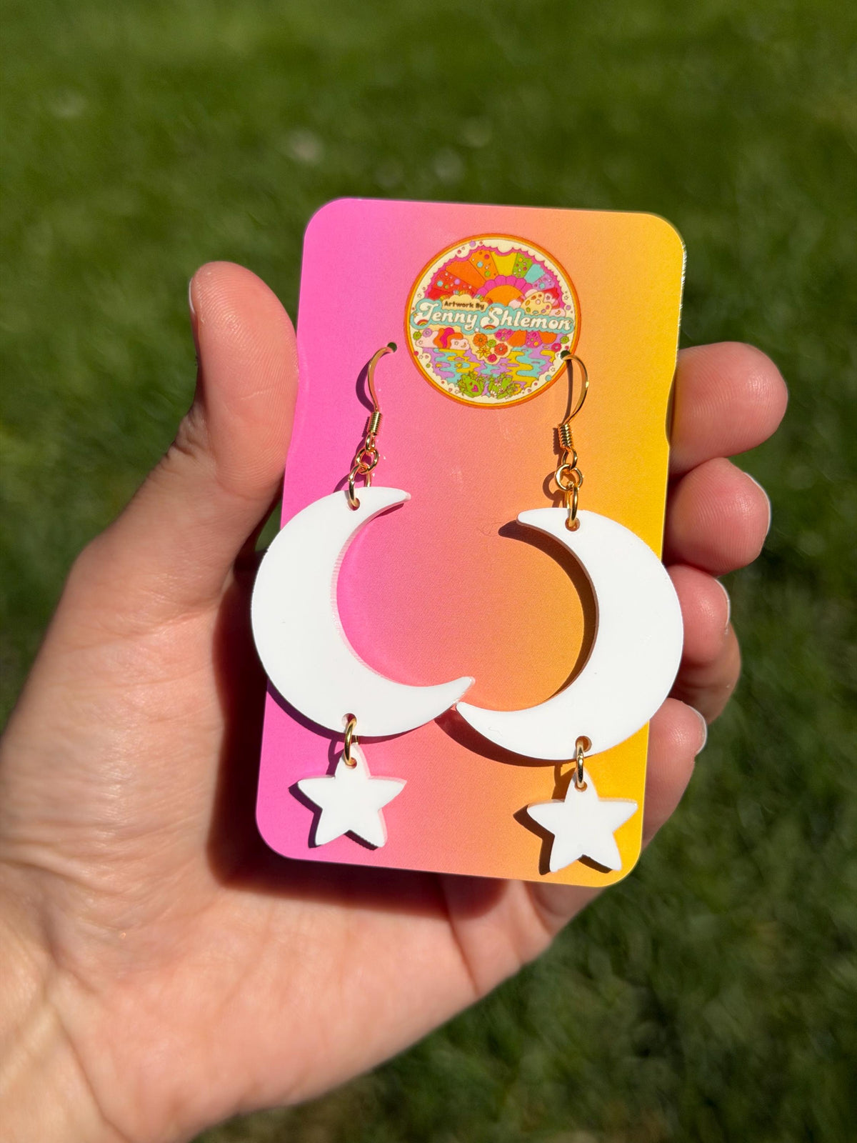 Stacked Dangly Moon Acrylic Earrings