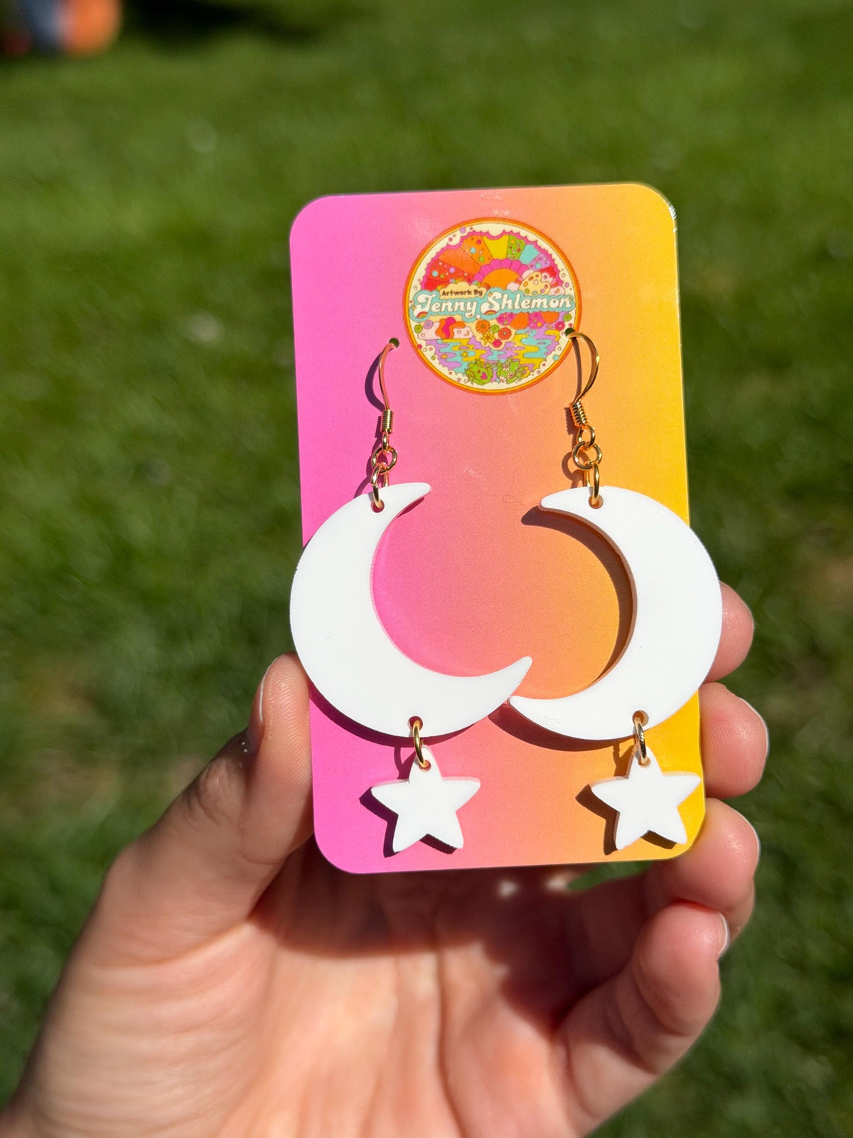 Stacked Dangly Moon Acrylic Earrings