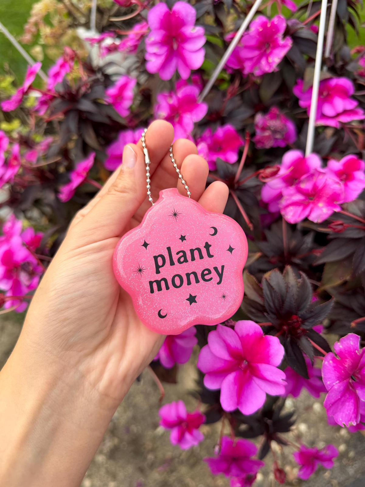 Rubber Sparkle Floral Coin Purse - Plant Money