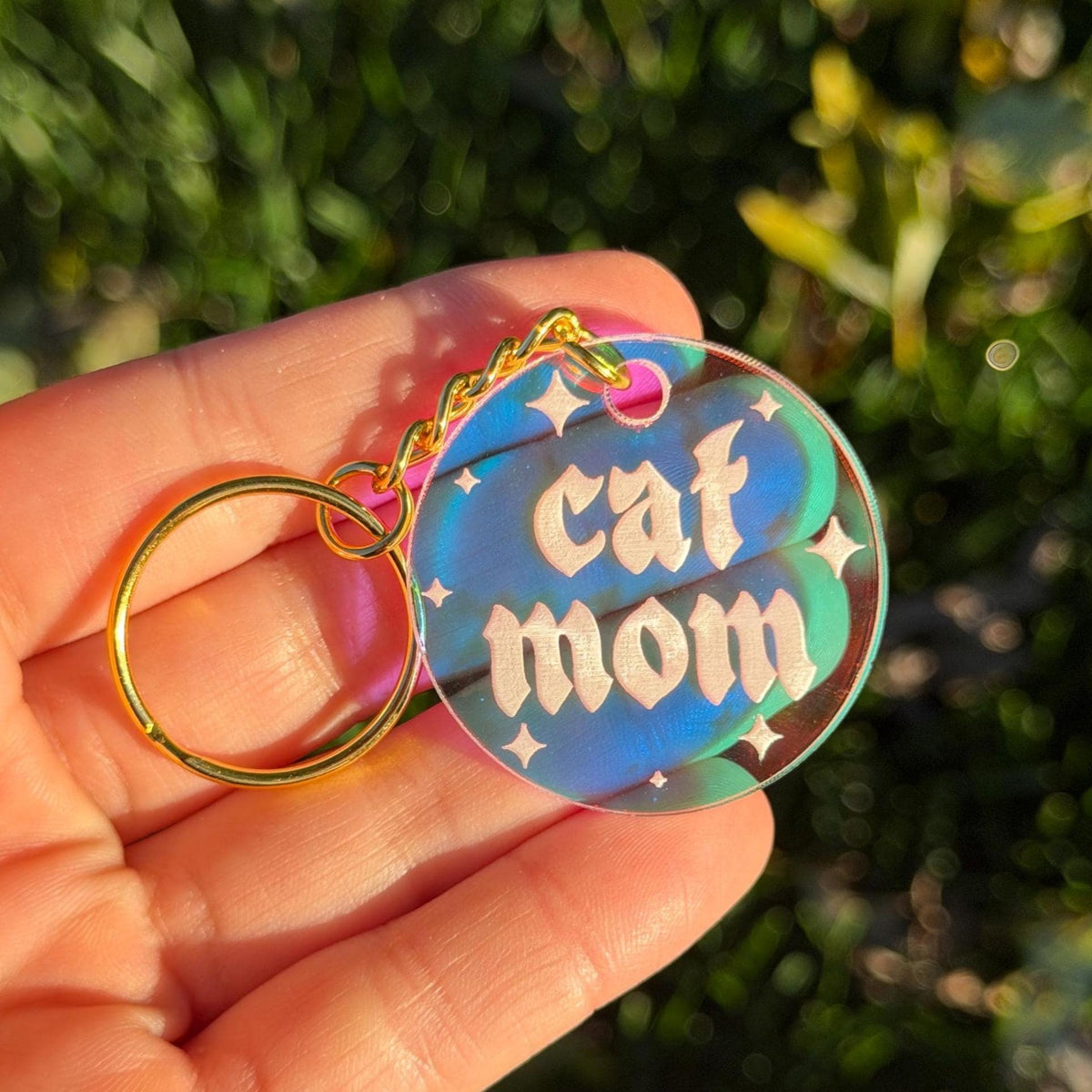 Cat Mom Goth Circle Acrylic Keychain