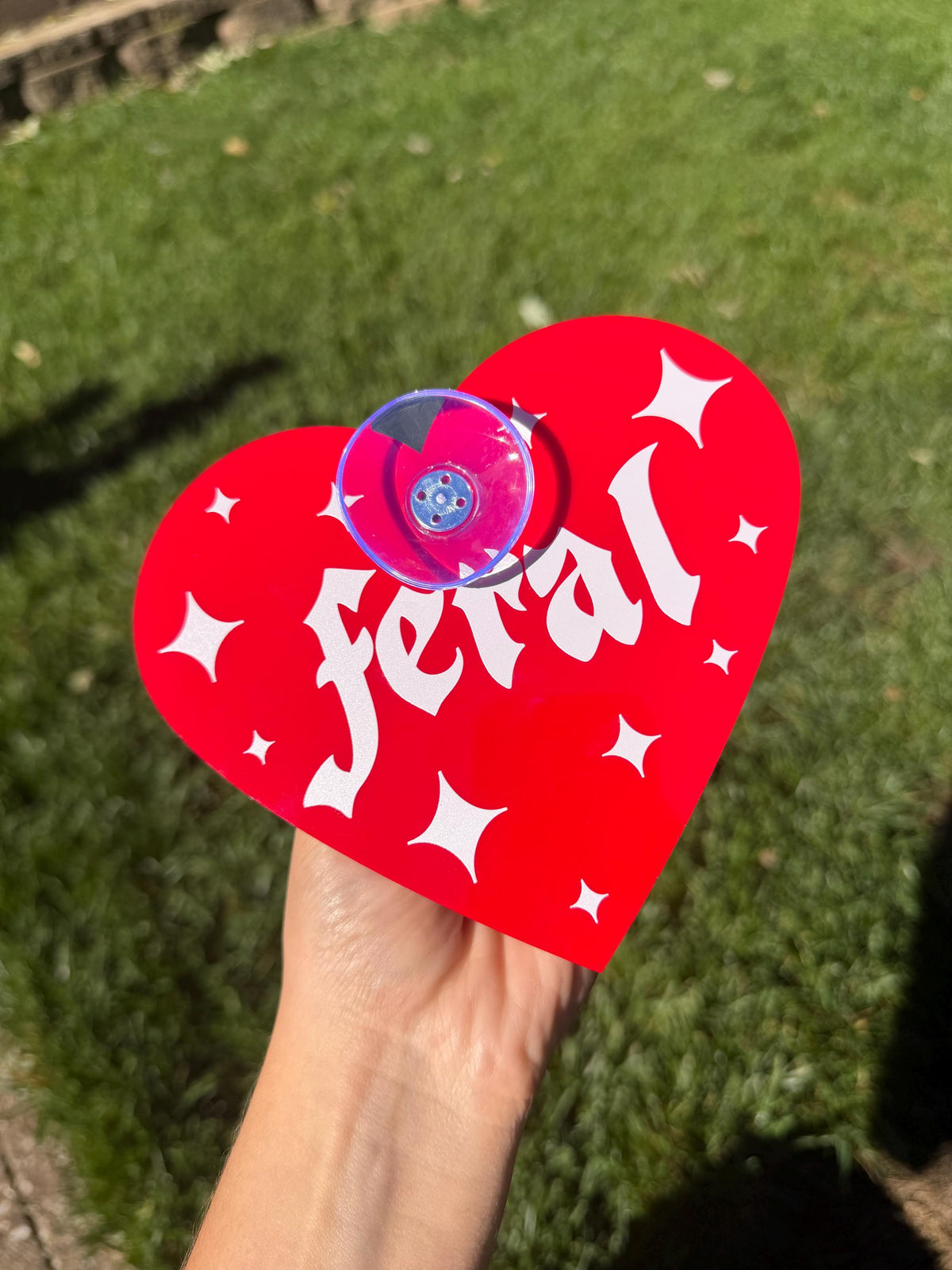 Acrylic Car Sign: Goth Feral – Heart Shape