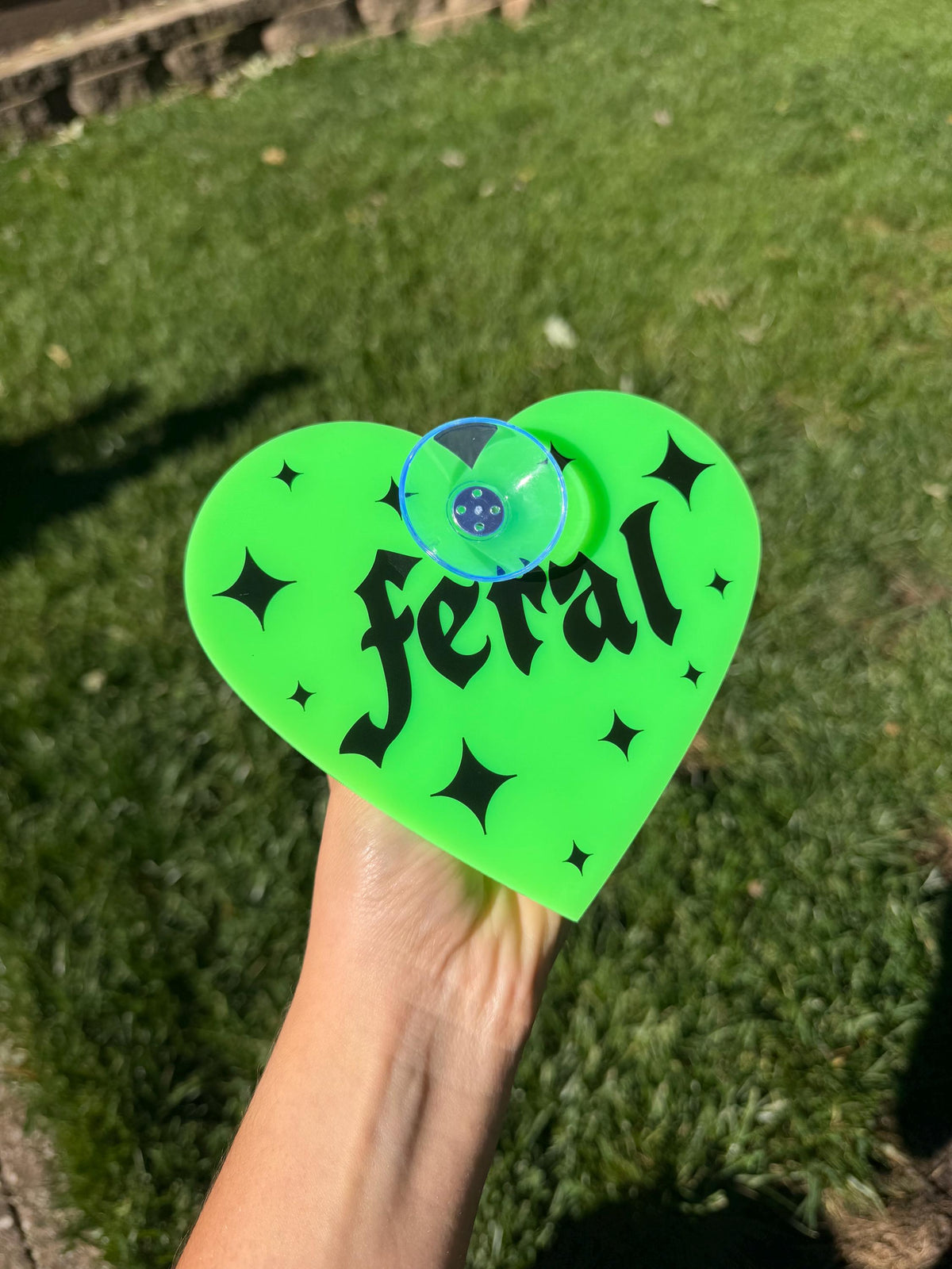Acrylic Car Sign: Goth Feral – Heart Shape