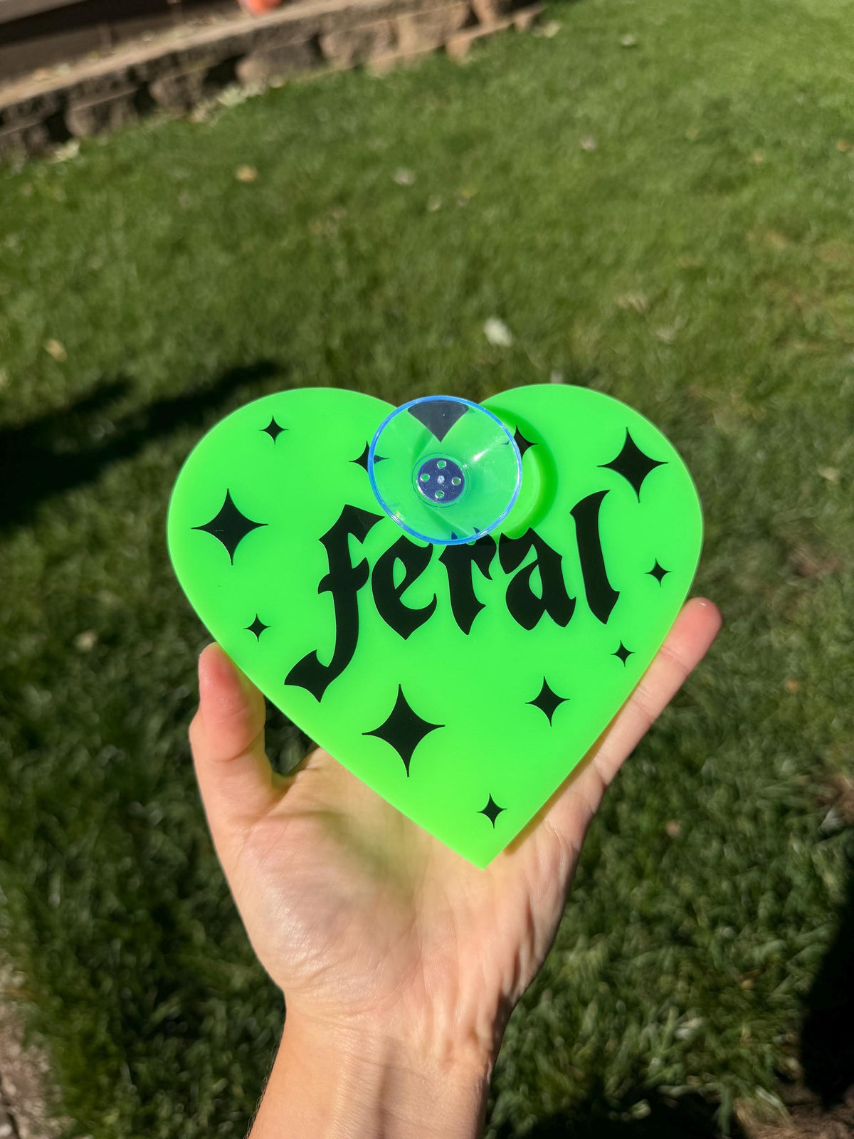 Acrylic Car Sign: Goth Feral – Heart Shape