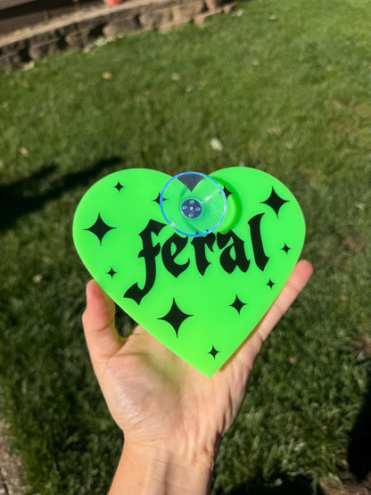 Acrylic Car Sign: Goth Feral – Heart Shape
