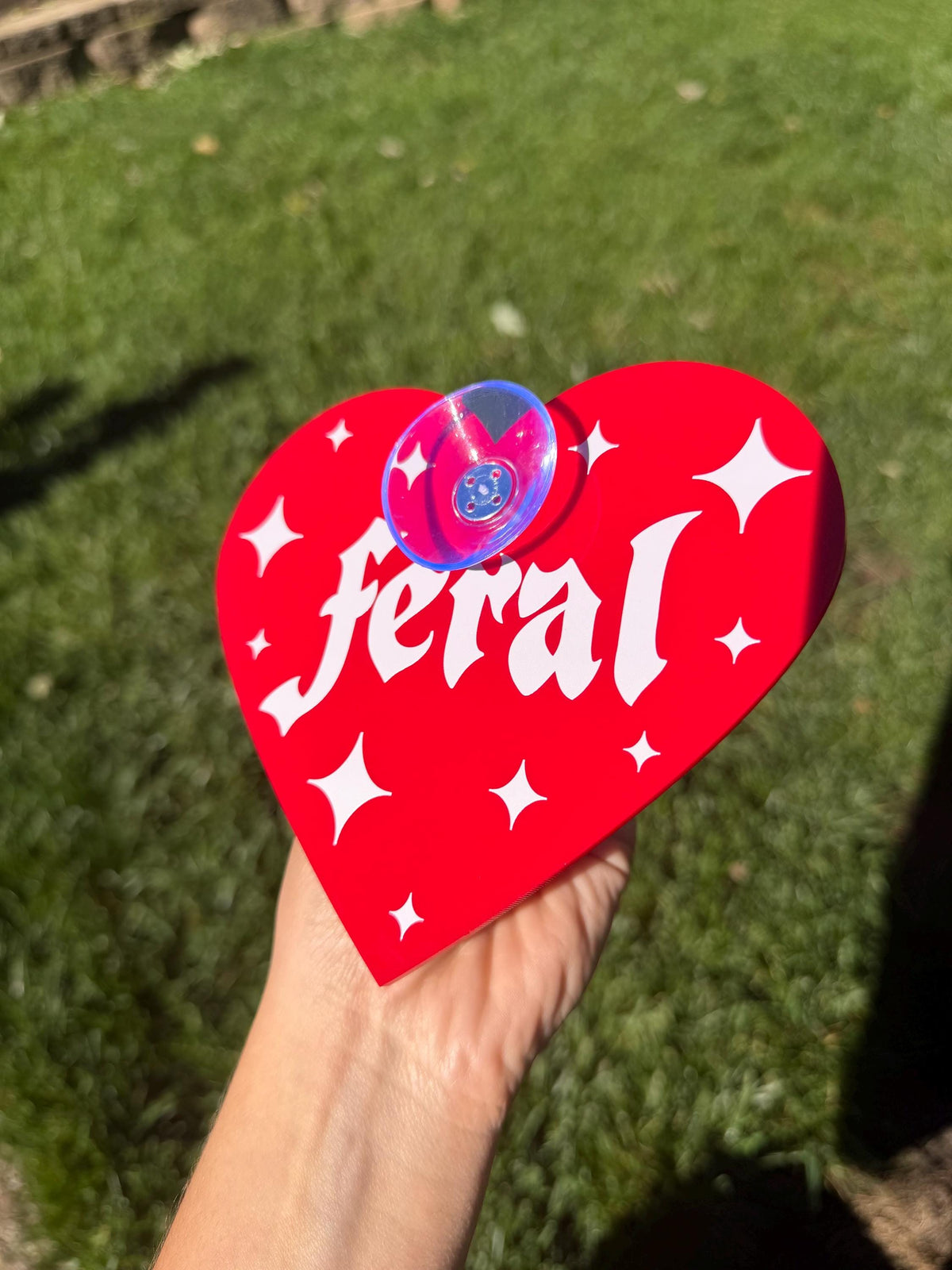 Acrylic Car Sign: Goth Feral – Heart Shape