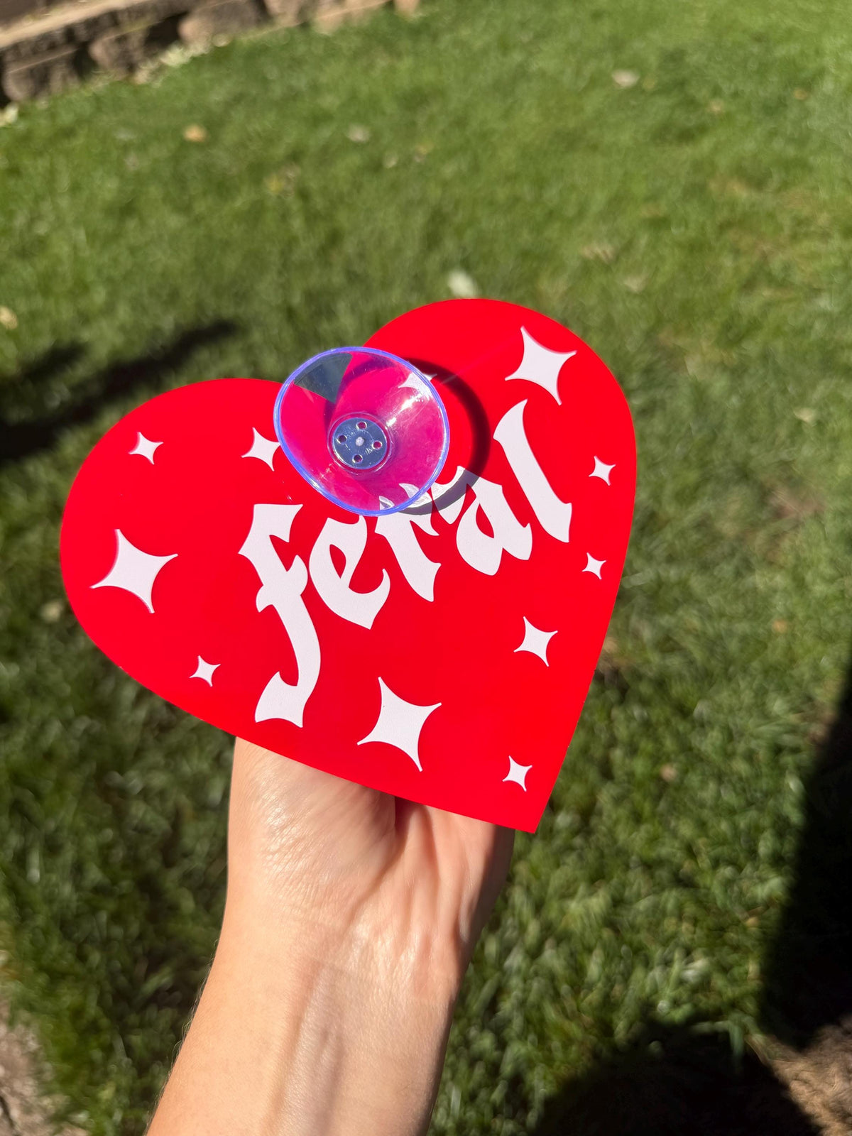 Acrylic Car Sign: Goth Feral – Heart Shape