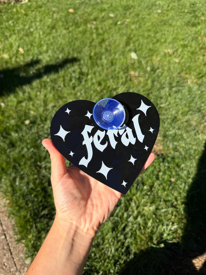 Acrylic Car Sign: Goth Feral – Heart Shape