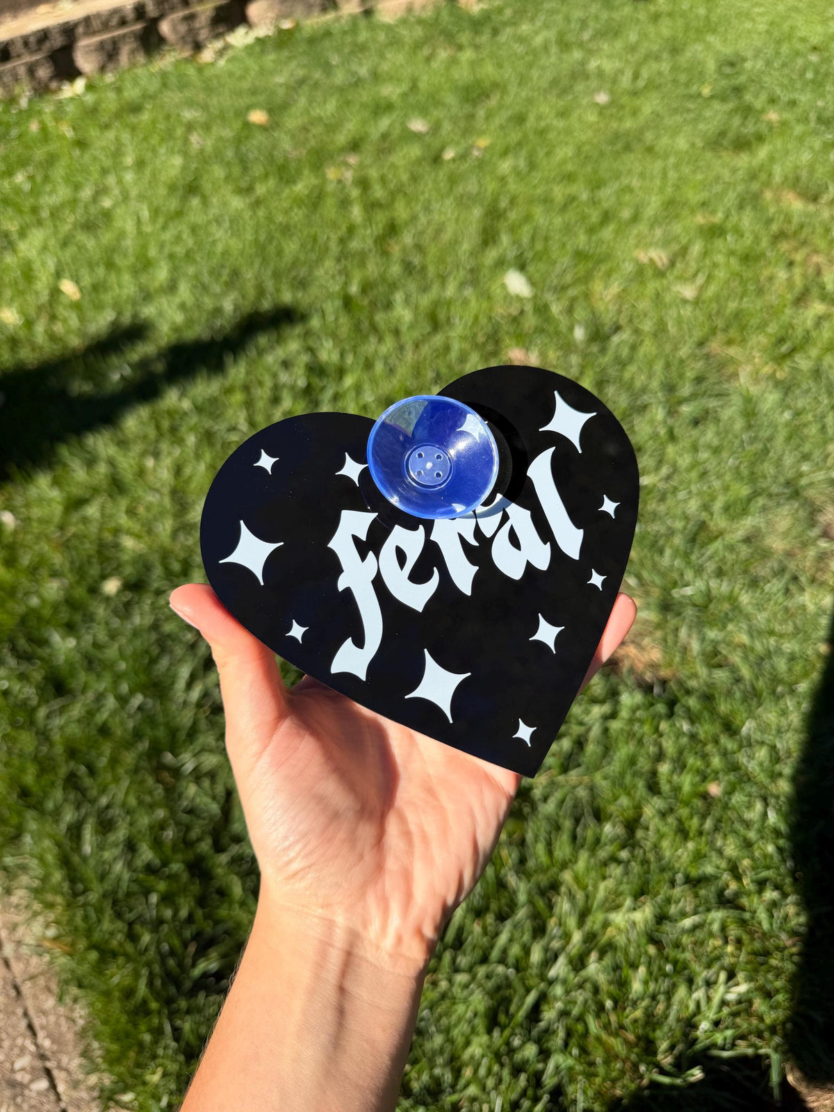 Acrylic Car Sign: Goth Feral – Heart Shape