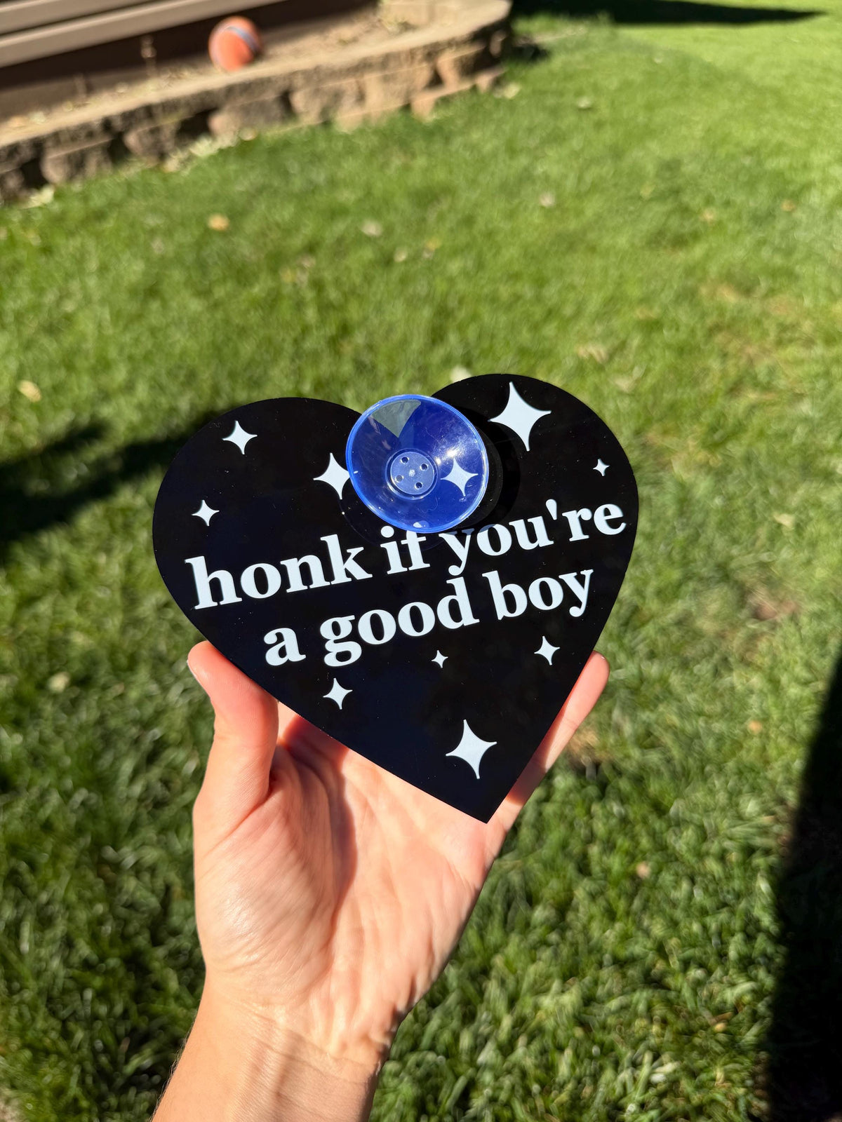 Acrylic Car Sign: Honk If You're A Good Boy – Heart Shape