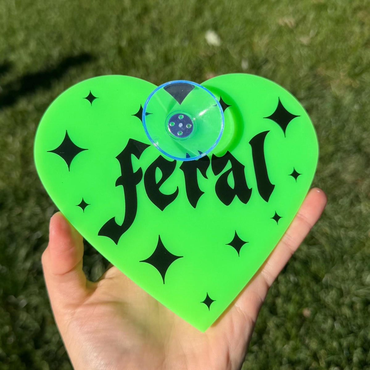 Acrylic Car Sign: Goth Feral – Heart Shape