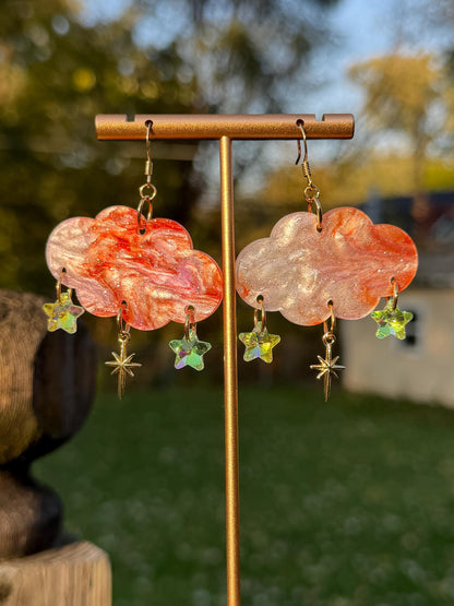 Cloudy Day Acrylic Earrings - Celestial Star Drops